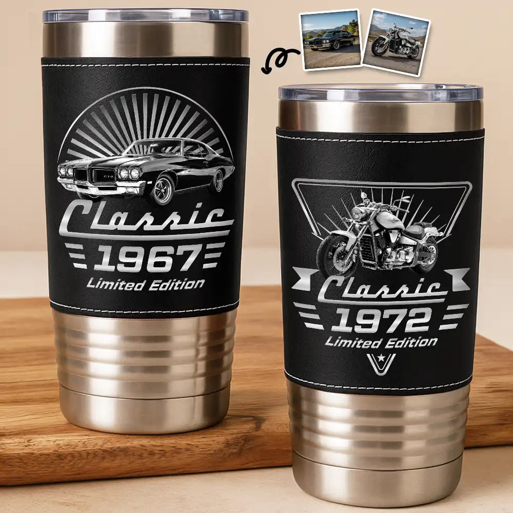Gift For Father, Proud, Custom Text - Classic Car Limited Edition - Personalized Leather Tumbler