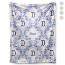 Christmas, Gift For Yourself - Classic Toile Floral Monogram - Personalized Fleece Blanket, Sherpa Blanket