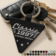 Gift For Father, Proud, Custom Text - Classic Year Limited Edition - Personalized Custom Shaped Leather Keychain