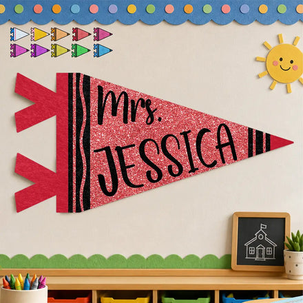 Colorful Crayon & Name - Personalized Pennant