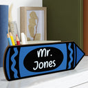 Back To School,Teacher,Grateful,Custom Text - Colorful Crayons With Name - Personalized Wooden Pen Pencil Holder