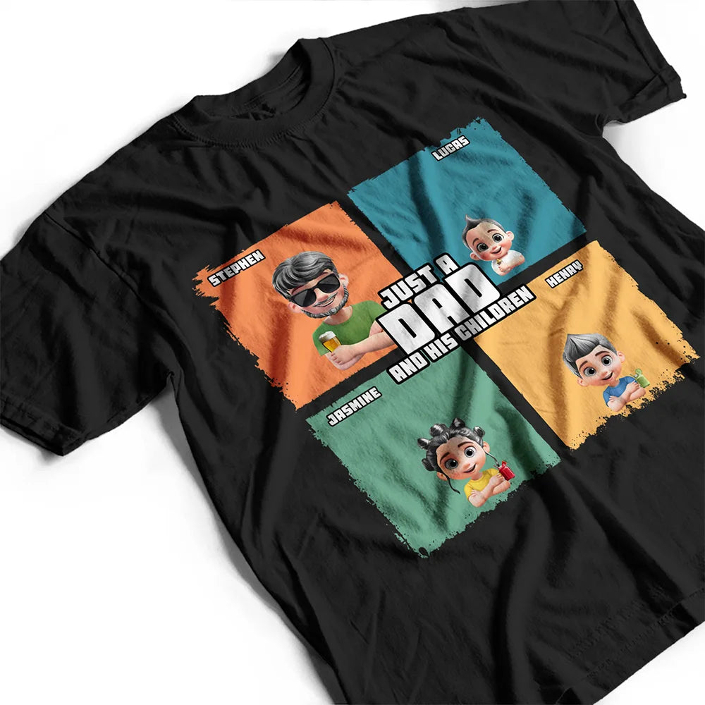 Gift For Father,Gift For Grandpa,Dad - Children,Happy - Comic Style Just A Dad And His Girl - Personalized T Shirt