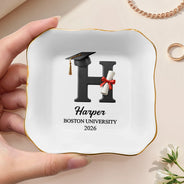Gift For Girlfriend,Gift For Women,Gift For Sisters,Gift For Bestie,Graduation,Happy,Icon - Congrats Grad Alphabet - Personalized Ring Dish