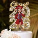Graduation,Happy,Dad - Daughters (Adult),Gift For Daughter,Mom - Daughters (Adult),Dad - Sons,Gift For Son,Mom - Sons - Congrats Grad Woman Man Crystal Effect - Personalized Acrylic Cake Topper