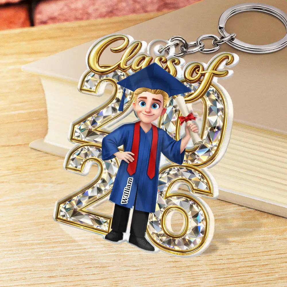 Graduation,Dad - Daughters (Adult),Gift For Daughter,Mom - Daughters (Adult),Dad - Sons,Gift For Son,Mom - Sons,Love - Congrats Grad Woman Man Crystal Effect - Personalized Acrylic Keychain