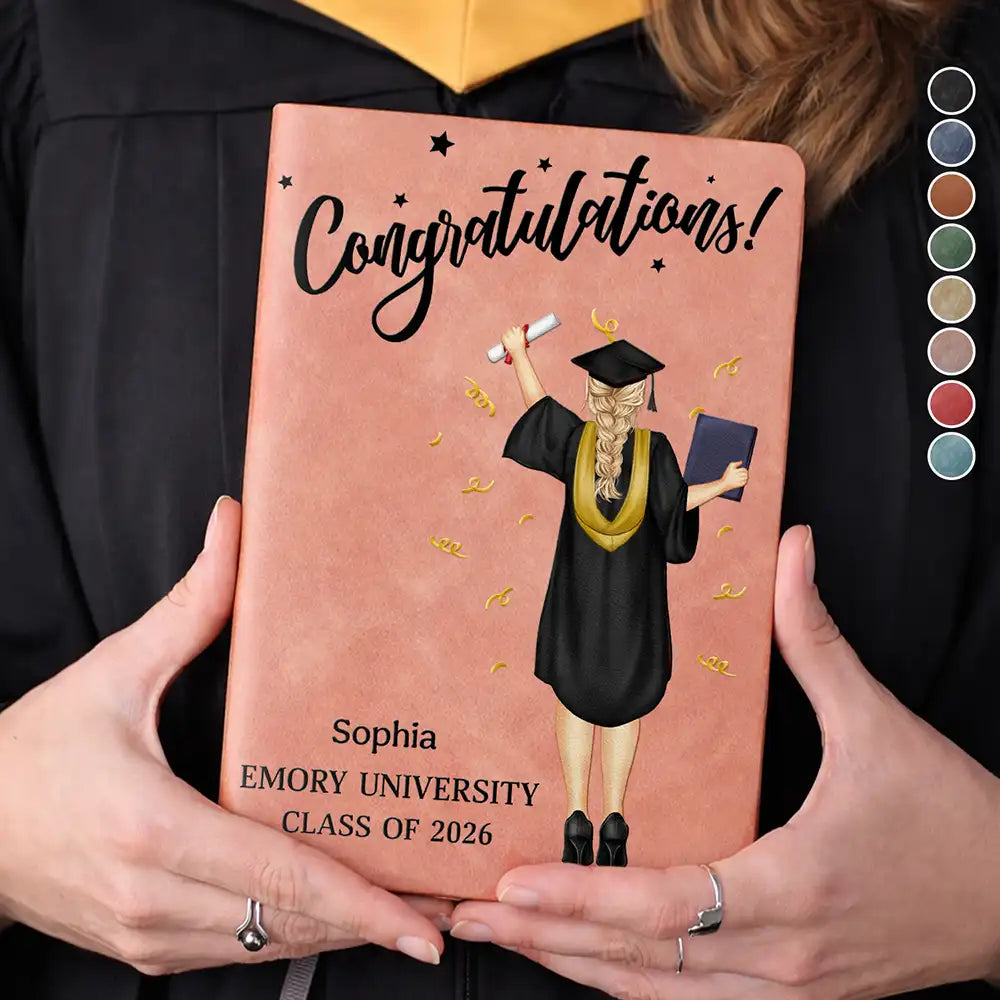 Graduation,Happy,Gift For Yourself,Gift For Women,Gift For Men,Gift For Daughter,Gift For Son,Gift For Sisters,Gift For Sibling,Gift For Brothers,Gift For Bestie - Congrats Grad You Did It - Personalized Leather Journal