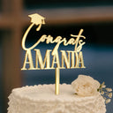 Graduation, Gift For Women, Gift For Men, Happy - Congrats Graduation Name - Personalized Cake Topper