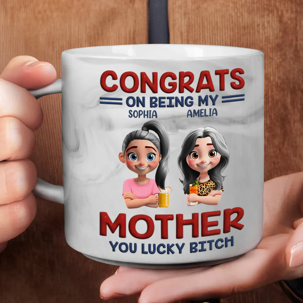 Gift For Bestie,Gift For Sisters,Gift For Daughter,Funny,Gift For Brothers,Gift For Husband,Gifts For Colleagues - Congrats On Being My Brother Sister Bestie - Personalized Marble Mug
