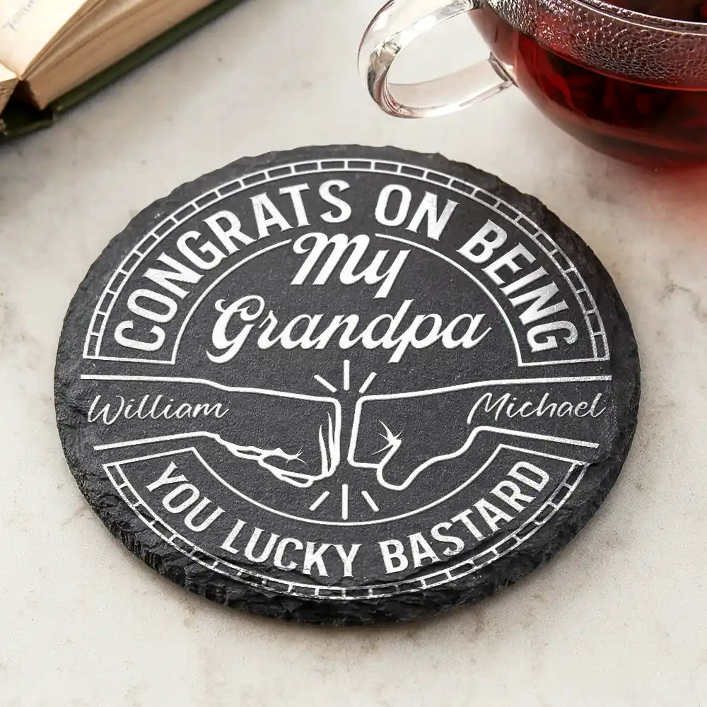 Gift For Sisters,Gift For Sibling,Gift For Brothers,Gift For Bestie,Gifts For Colleagues,Cousin,Funny - Congrats On Being My Brother You Lucky Man - Personalized Slate Coaster