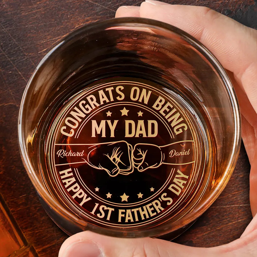 Congrats On Being My Dad - Personalized Engraved Whiskey Glass
