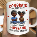 Gift For Couples,Old Couples,Gift For Women,Gift For Men,Gift For Husband,Happy,Top Market - Congrats On Being My Husband 3D Effect Couple Cross Arms - Personalized Mug