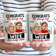 Gift For Couples,Funny - Congrats On Being My Husband Wife 3D Effect Couple - Personalized Mug