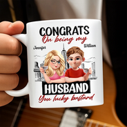 Gift For Couples,Funny - Congrats On Being My Husband Wife 3D Effect Couple - Personalized Mug