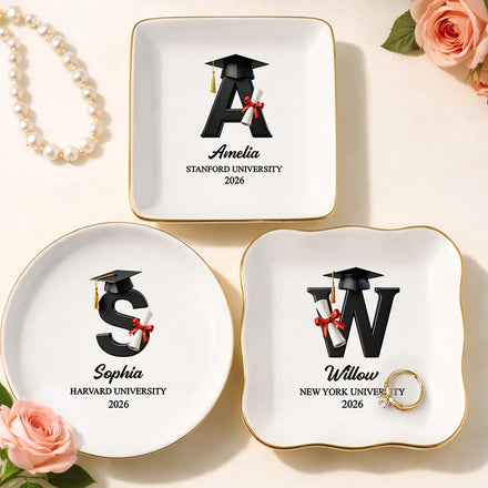 Congrats Grad Alphabet - Personalized Ring Dish