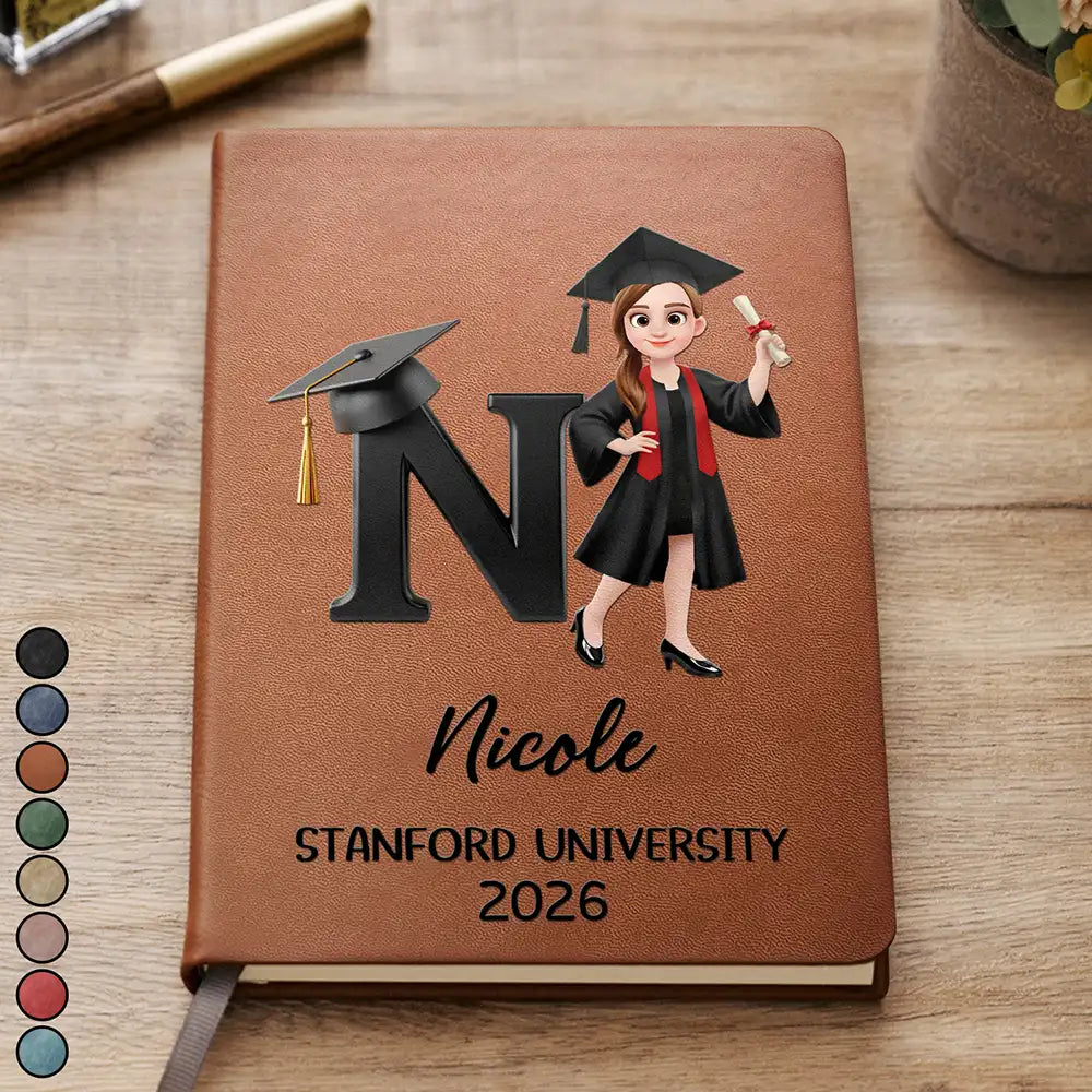Congrats Graduate With Alphabet - Personalized Leather Journal