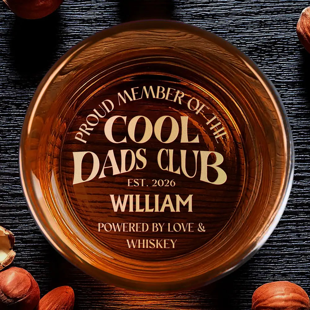 Gift For Father,Gift For Grandpa,Non-Eng,Custom Text,Humorous - Cool Dads Club Powered By Love - Personalized Engraved Whiskey Glass