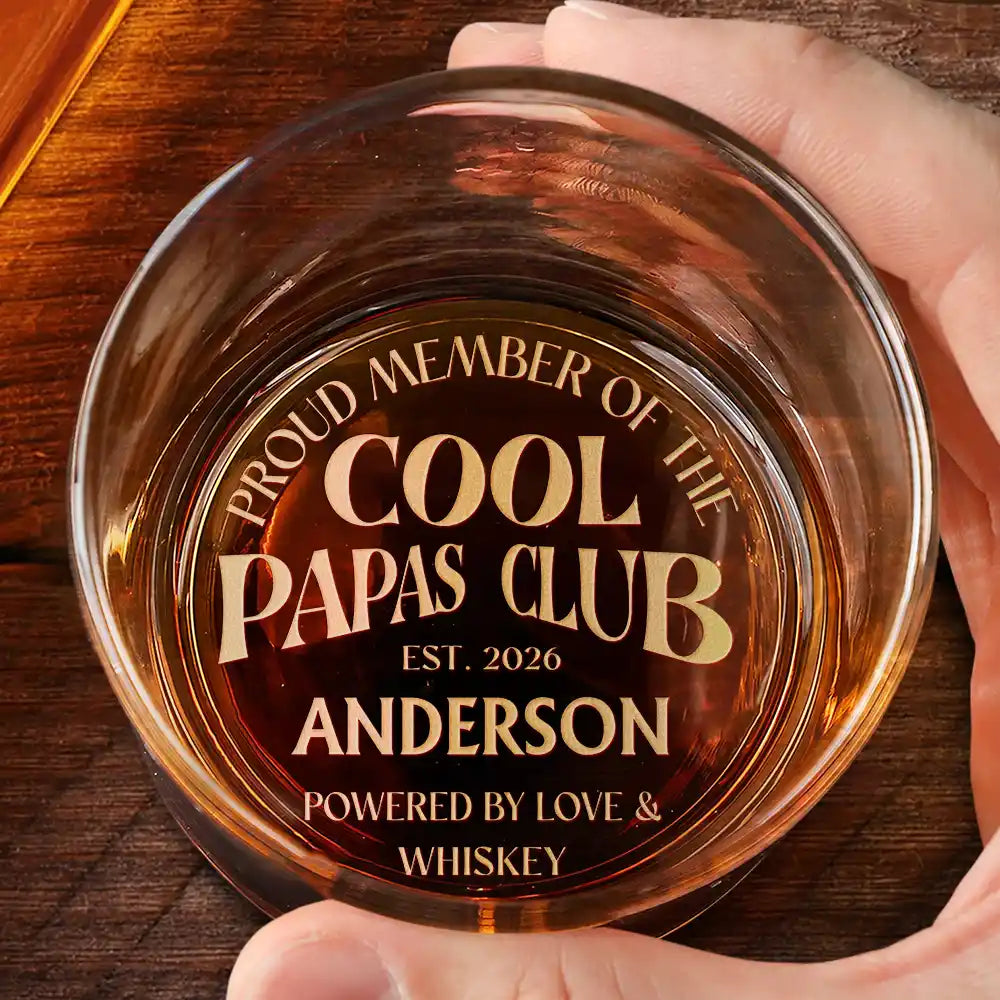 Gift For Father,Gift For Grandpa,Non-Eng,Custom Text,Humorous - Cool Dads Club Powered By Love - Personalized Engraved Whiskey Glass
