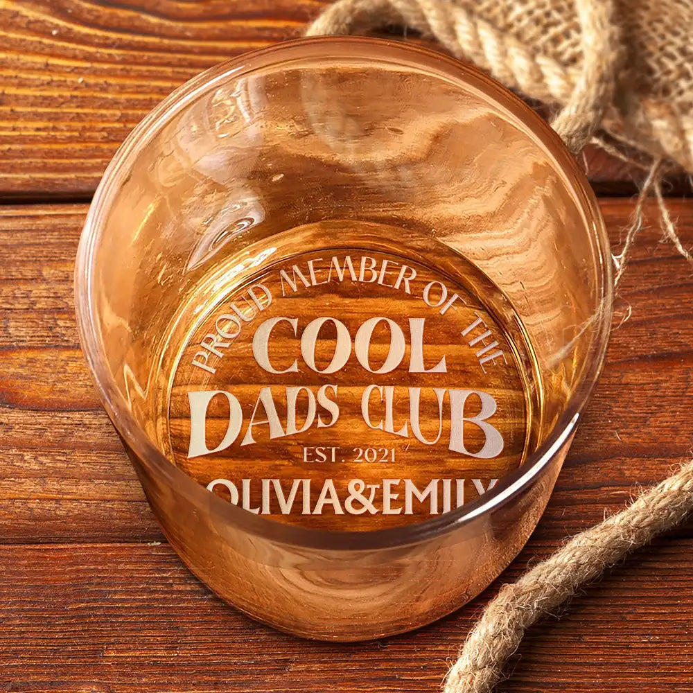 Gift For Father,Gift For Grandpa,Non-Eng,Custom Text,Humorous - Cool Dads Club Powered By Love - Personalized Engraved Whiskey Glass