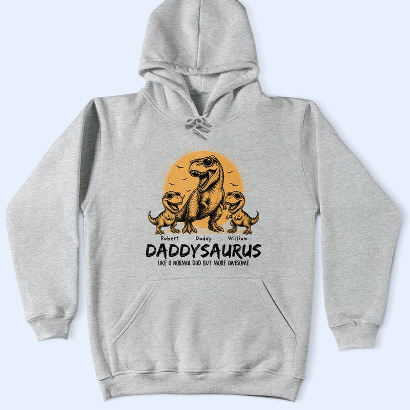 Gift For Father,Top Market,Sarcastic,Custom Text - Cool Dinosaur Retro Yellow Vintage Daddysaurus - Personalized T Shirt
