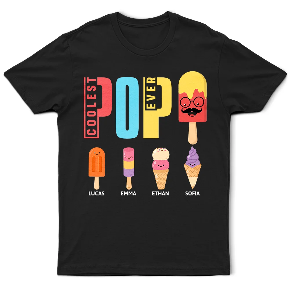 Coolest Pop Ever Fun Grandpa Popsicle - Personalized T Shirt
