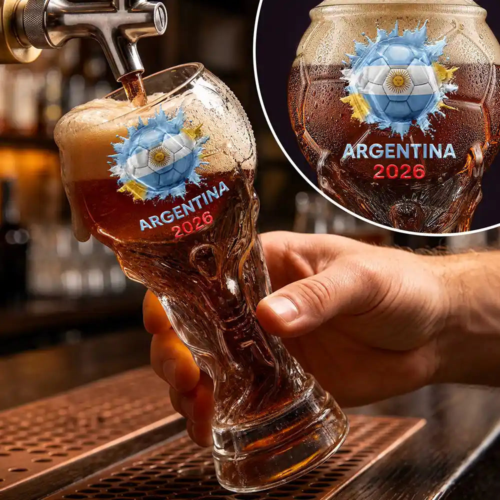 Country Flags Soccer Ball - Personalized Beer Glass