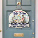 Gift For Couples, Gift For Husband, Gift For Wife, Lake, Happy - Couple Lake House Memories Made Here - Personalized Custom Shaped Wood Sign