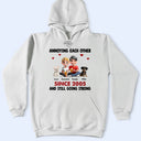 Gift For Couples, Pet Couple, Pet Lovers, Love, Gift For Husband, Gift For Wife, Gift For Boyfriend, Gift For Girlfriend - Couple Annoying Each Other With Dogs - Personalized T Shirt
