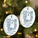 Love,Christmas,Gift For Wife,Gift For Husband,Gift For Couples - Couple Christmas Socks Toile - Personalized Circle Ceramic Ornament