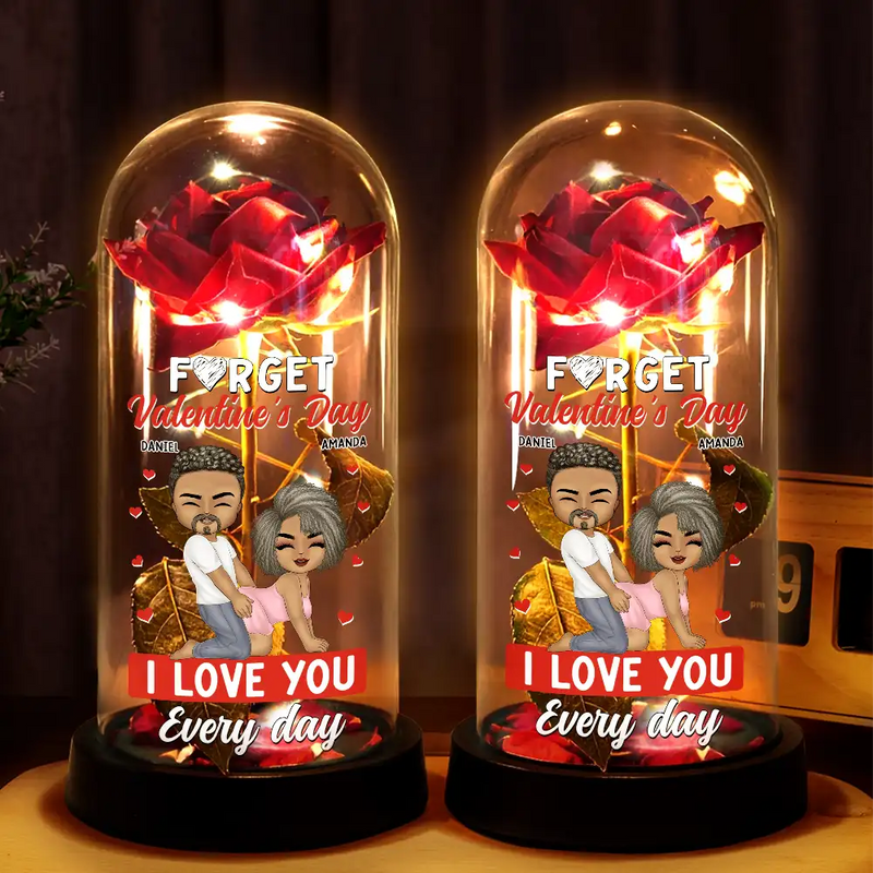 Old Couples,Gift For Husband,Gift For Wife,Gift For Boyfriend,Gift For Girlfriend,Love - Couple I Love You Every Day - Personalized Everlasting Rose Dome Lamp