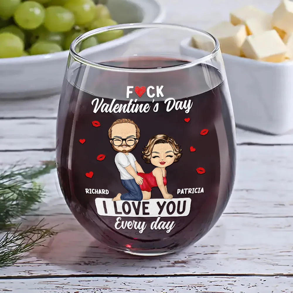 Gift For Couples,Old Couples,Gift For Husband,Gift For Wife,Gift For Boyfriend,Gift For Girlfriend,Love - Couple I Love You Every Day - Personalized Stemless Wine Glass