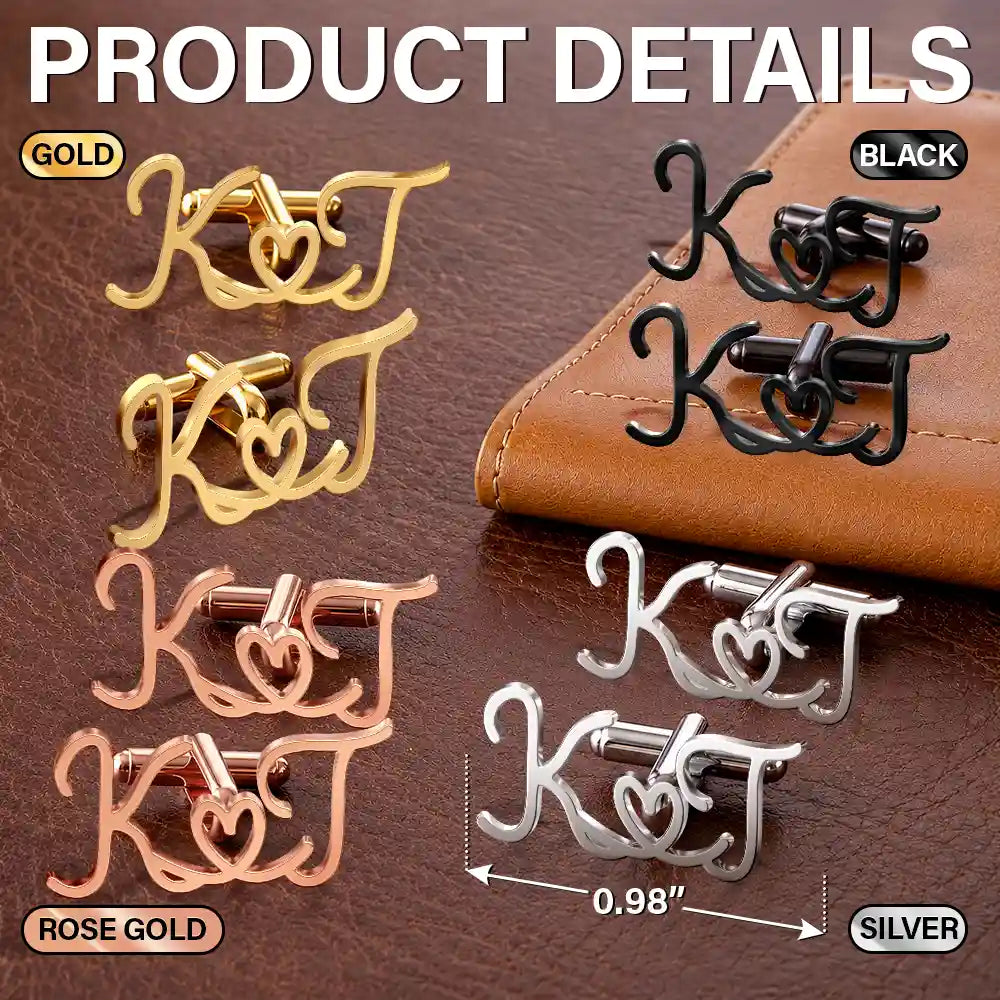Gift For Men,Romantic,Gift For Yourself,Wedding,Custom Letter-Couple Initials Sign Name - Personalized Cufflinks