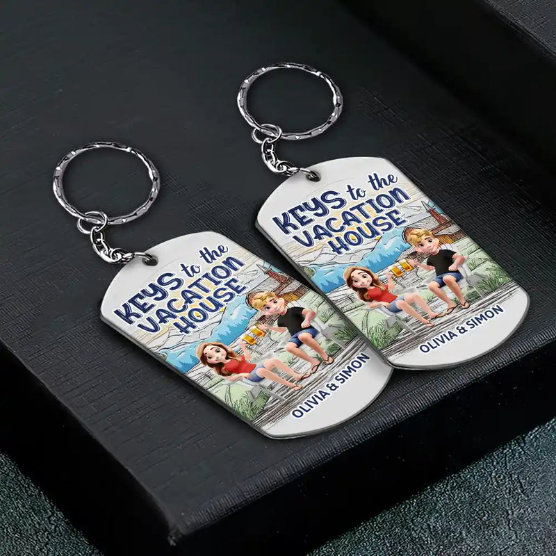 Gift For Couples,Gift For Husband,Gift For Wife,Gift For Boyfriend,Gift For Girlfriend,Lake,Summer - Couple Keys To The Lake House Beach House - Personalized Aluminum Keychain