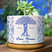 Wedding Anniversary,Gift For Couples,Gift For Husband,Gift For Wife,Happy - Couple Love Grows, Wedding Anniversary Gift - Personalized Ceramic Plant Pot