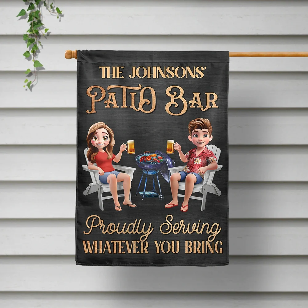 Gift For Couples,Gift For Husband,Gift For Wife,Gift For Boyfriend,Gift For Girlfriend,Poolside,Patio - Couple Poolside Paradise Listen To Good Music 3D Effect - Personalized Flag