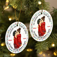 Christmas, Gift For Couples, Gift For Husband, Gift For Wife, Gift For Boyfriend, Gift For Girlfriend, Happy - Couple Side View I'd Choose You - Personalized Circle Ceramic Ornament
