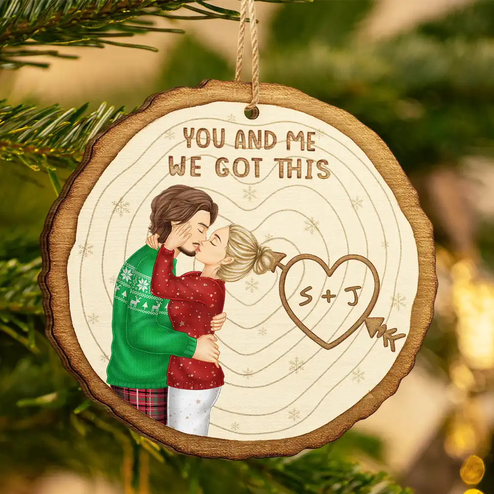 Christmas, Gift For Couples, Gift For Husband, Gift For Wife, Gift For Boyfriend, Gift For Girlfriend - Couple Side View I'm Yours - Personalized Custom Shaped Wooden Ornament