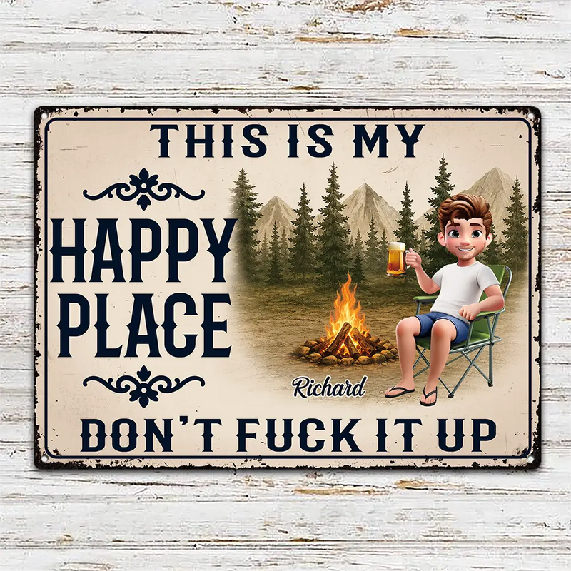 Summer, Gift For Couples, Top Market, Humorous, Vector - Couple Summer This Is Our Happy Place - Personalized Classic Metal Signs