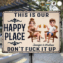 Summer, Gift For Couples, Top Market, Humorous, Vector - Couple Summer This Is Our Happy Place - Personalized Classic Metal Signs