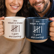 Top Market,Wedding Anniversary,Romantic,Gift For Couples,Icon - Couple Wedding Anniversary Gift Tally Mark - Personalized Pottery Mug