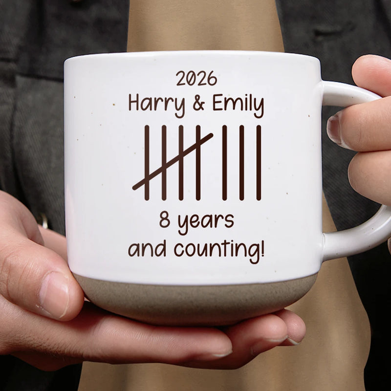 Top Market,Wedding Anniversary,Romantic,Gift For Couples,Icon - Couple Wedding Anniversary Gift Tally Mark - Personalized Pottery Mug