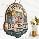 Outdoor Decor,Lake,Gift For Couples,Vector,Happy - Couple Welcome To Our Lake House - Personalized Custom Shaped Wood Sign