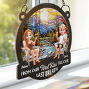 Gift For Couples,Gift For Husband,Gift For Wife,Gift For Boyfriend,Gift For Girlfriend,Happy - Couple You And Me We Got This Beach Lake Campsite View - Personalized Window Hanging Suncatcher Ornament