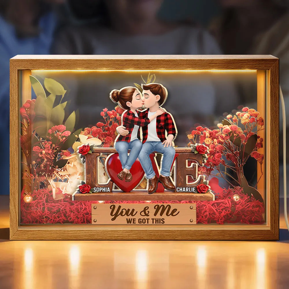 Love,Old Couples,Gift For Husband,Gift For Wife,Gift For Boyfriend,Gift For Girlfriend,Gift For Couples - Couple You & Me We Got This - Personalized Flower Light Box