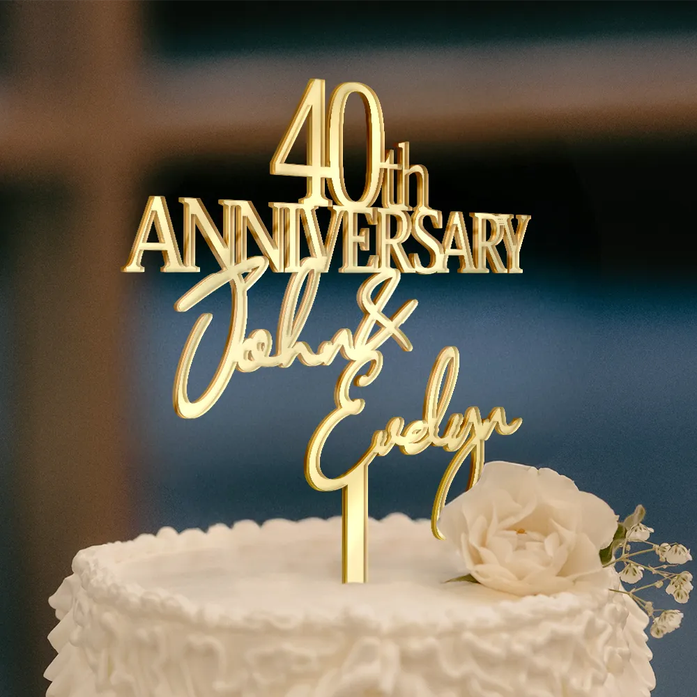 Wedding Anniversary,Married Couple,Romantic,Gift For Couples,Custom Text - Couples Anniversary - Personalized Cake Topper