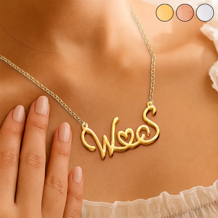 Couples Best Friends Initials Sign Name - Personalized Letter Necklace