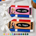 Back To School,Teacher,Proud,Vector - Crayon Name Teacher Glitter Effect - Personalized Whiteboard Eraser & Marker Set