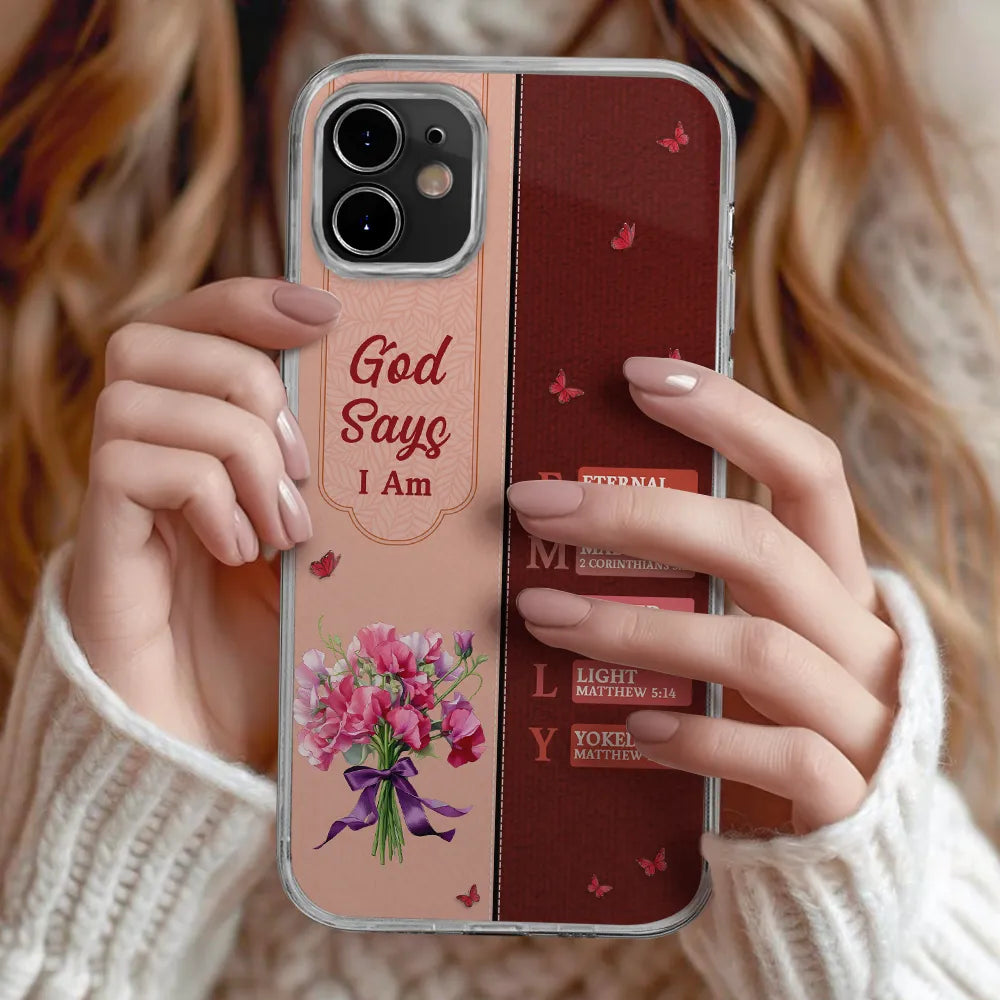 Gift For Wife,Gift For Girlfriend,Gift For Yourself,Gift For Women,Gift For Aunt,Gift For Mother,Gift For Grandma,Gift For Daughter,Gift For Sisters,Gift For Bestie,Happy,Christian,Icon - Created With A Purpose Birth Month Flower - Personalized Clear Phone Case