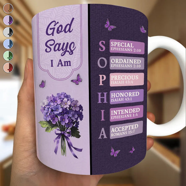 Gift For Wife,Gift For Girlfriend,Gift For Yourself,Gift For Women,Gift For Aunt,Gift For Mother,Gift For Grandma,Gift For Daughter,Gift For Sisters,Gift For Bestie,Happy,Christian - Created With A Purpose Birth Month Flower - Personalized White Edge-to-Edge Mug