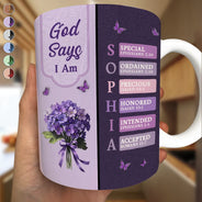 Gift For Wife,Gift For Girlfriend,Gift For Yourself,Gift For Women,Gift For Aunt,Gift For Mother,Gift For Grandma,Gift For Daughter,Gift For Sisters,Gift For Bestie,Happy,Christian - Created With A Purpose Birth Month Flower - Personalized White Edge-to-Edge Mug