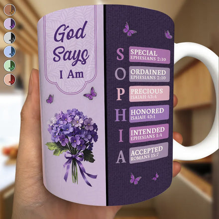 Created With A Purpose Birth Month Flower - Personalized White Edge-to-Edge Mug